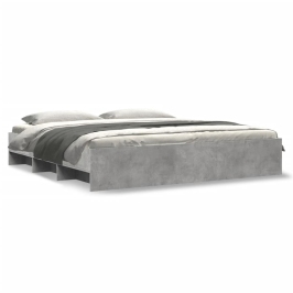 Estructura de cama madera de ingeniería gris hormigón 200x200cm
