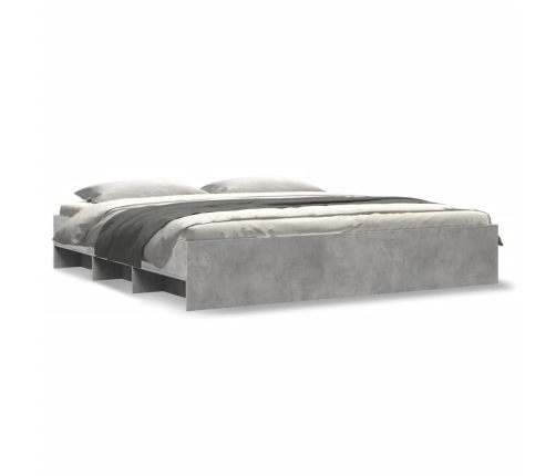 Estructura de cama madera de ingeniería gris hormigón 200x200cm
