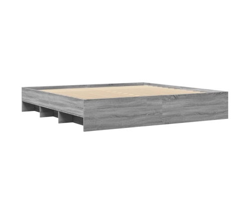 Estructura de cama madera de ingeniería gris Sonoma 200x200 cm