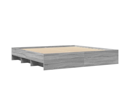 Estructura de cama madera de ingeniería gris Sonoma 200x200 cm