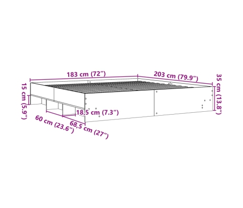 Cama sin colchón blanca 180x200 cm madera de ingeniería