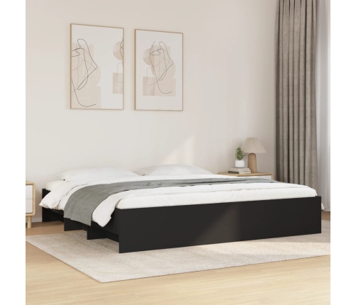 Cama sin colchón negro 180x200 cm madera de ingeniería