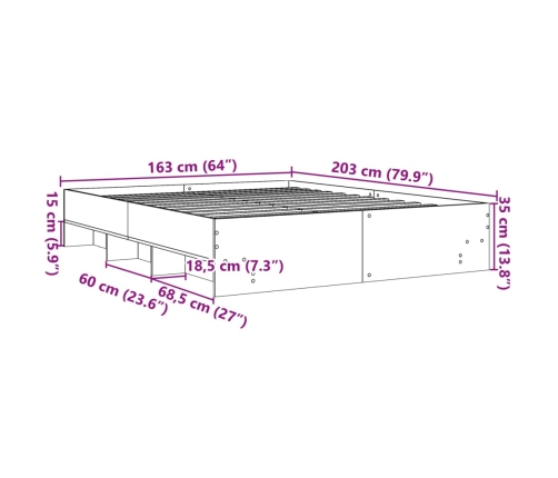 Estructura de cama madera de ingeniería roble Sonoma 160x200 cm