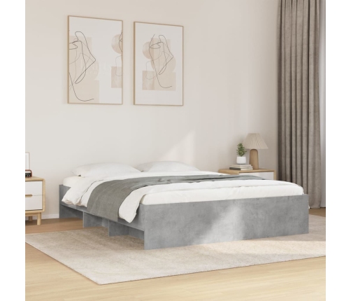 vidaXL Estructura de cama madera de ingeniería gris hormigón 160x200cm