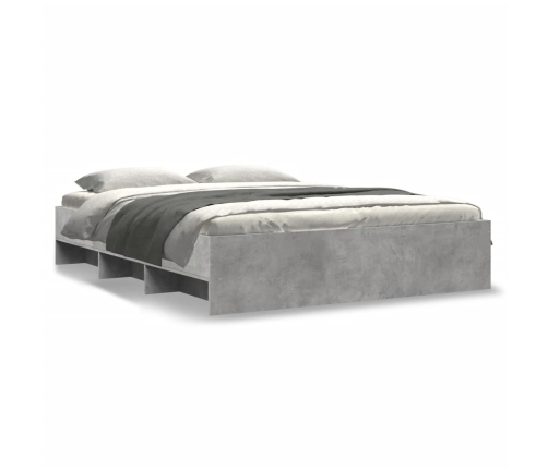 vidaXL Estructura de cama madera de ingeniería gris hormigón 160x200cm