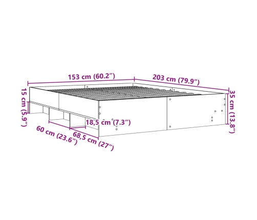 Estructura de cama sin colchón madera roble Sonoma 150x200 cm