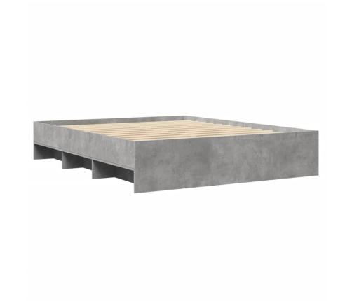 vidaXL Estructura de cama madera de ingeniería gris hormigón 150x200cm