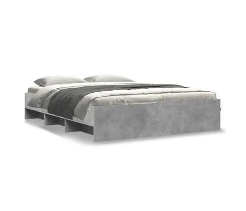 vidaXL Estructura de cama madera de ingeniería gris hormigón 150x200cm