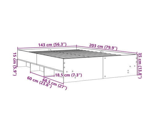 Estructura de cama madera de ingeniería negra 140x200 cm