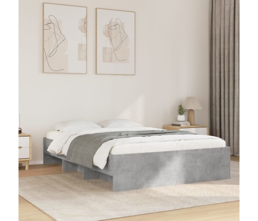 vidaXL Estructura de cama madera de ingeniería gris hormigón 140x200cm