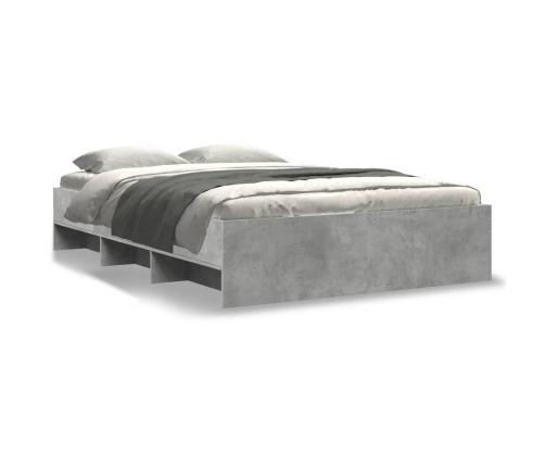 vidaXL Estructura de cama madera de ingeniería gris hormigón 140x200cm