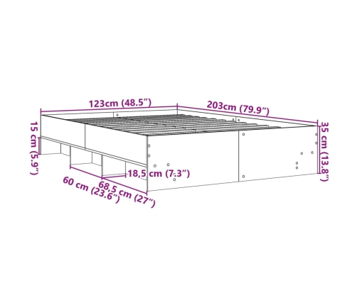 Estructura de cama sin colchón madera roble Sonoma 120x200 cm