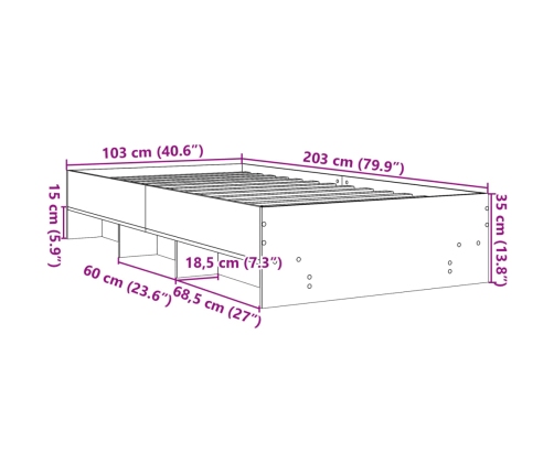 Estructura de cama madera de ingeniería blanca 100x200 cm