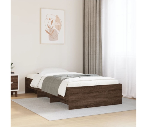 vidaXL Estructura de cama madera de ingeniería roble marrón 90x200 cm