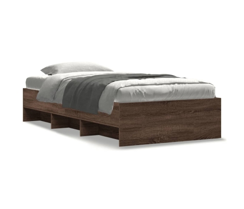 vidaXL Estructura de cama madera de ingeniería roble marrón 90x200 cm