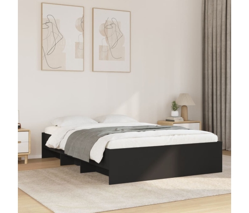 Estructura de cama madera de ingeniería negra 140x190 cm