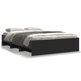Estructura de cama madera de ingeniería negra 135x190 cm