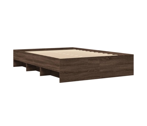 vidaXL Estructura de cama madera de ingeniería marrón roble 135x190 cm