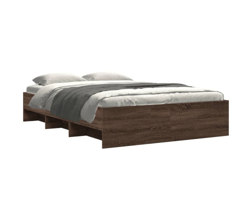 vidaXL Estructura de cama madera de ingeniería marrón roble 135x190 cm