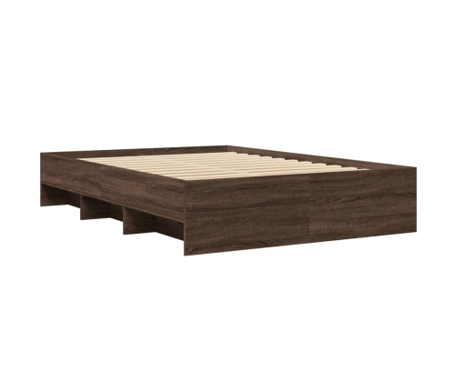 vidaXL Estructura de cama madera de ingeniería marrón roble 135x190 cm