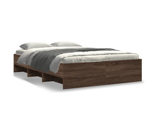 vidaXL Estructura de cama madera de ingeniería marrón roble 135x190 cm