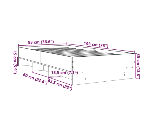 Estructura de cama madera de ingeniería blanca 90x190 cm