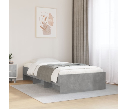 vidaXL Estructura de cama madera de ingeniería gris hormigón 90x190 cm