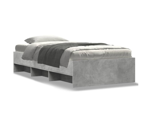 vidaXL Estructura de cama madera de ingeniería gris hormigón 90x190 cm