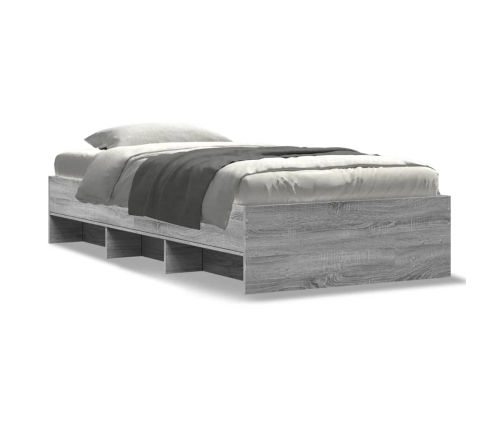 vidaXL Estructura de cama madera de ingeniería gris Sonoma 90x190 cm