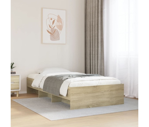 vidaXL Estructura de cama madera de ingeniería roble Sonoma 75x190 cm