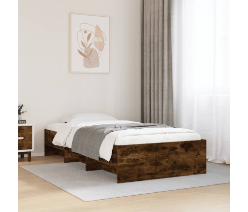 vidaXL Estructura de cama madera de ingeniería roble humo 75x190 cm