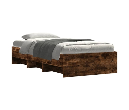 vidaXL Estructura de cama madera de ingeniería roble humo 75x190 cm