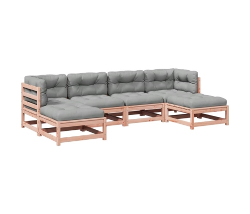 Set de sofás jardín 6 pzas con cojines madera abeto Douglas