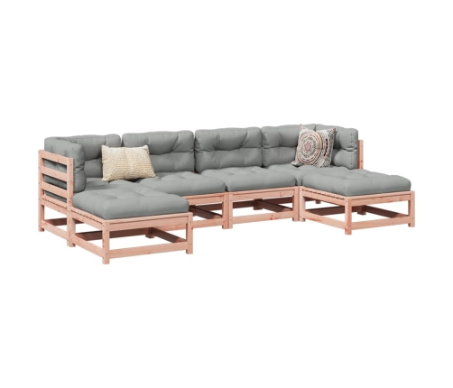 Set de sofás jardín 6 pzas con cojines madera abeto Douglas
