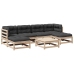 Set de sofás jardín 7 pzas con cojines madera maciza pino
