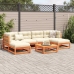 Set de sofás jardín 7 pzas con cojines madera pino marrón cera