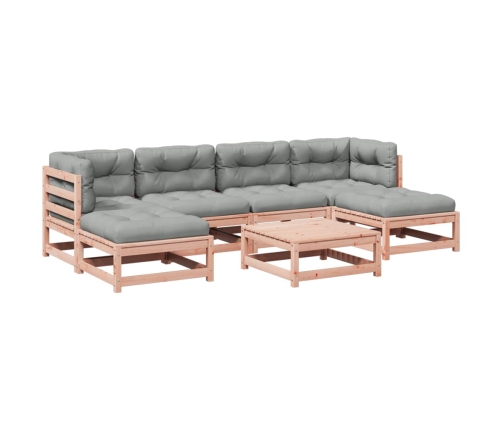 Set de sofás jardín 7 pzas con cojines madera abeto Douglas