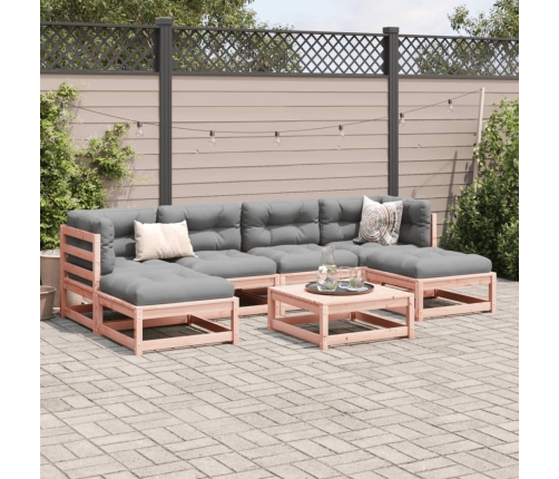 Set de sofás jardín 7 pzas con cojines madera abeto Douglas