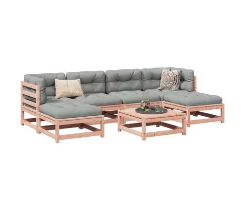 Set de sofás jardín 7 pzas con cojines madera abeto Douglas