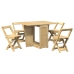 Set comedor plegable mariposa 5 pzas Corona madera pino marrón