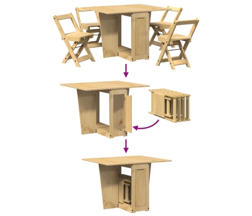 Set comedor plegable mariposa 5 pzas Corona madera pino marrón