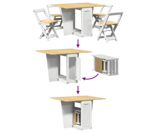 Set comedor plegable mariposa 5 pzas Corona madera pino blanco