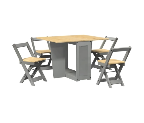 Set comedor plegable mariposa 5 pzas Corona madera pino gris