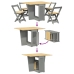 Set comedor plegable mariposa 5 pzas Corona madera pino gris