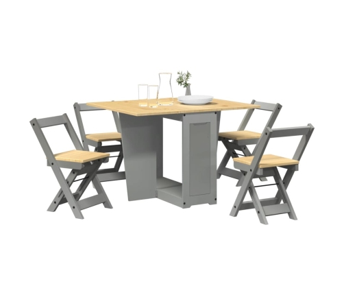 Set comedor plegable mariposa 5 pzas Corona madera pino gris