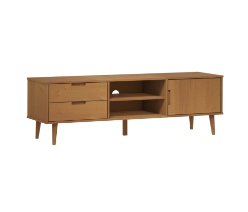 Mueble de TV MOLDE madera maciza de pino marrón 158x40x49 cm