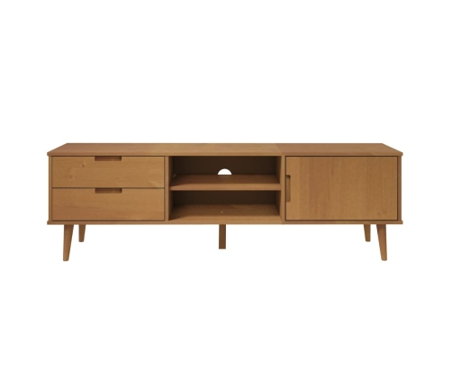 Mueble de TV MOLDE madera maciza de pino marrón 158x40x49 cm