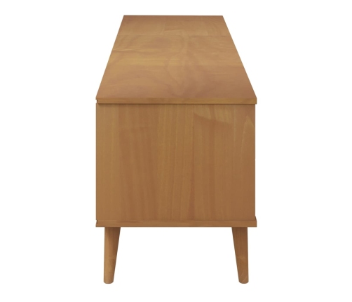 Mueble de TV MOLDE madera maciza de pino marrón 158x40x49 cm