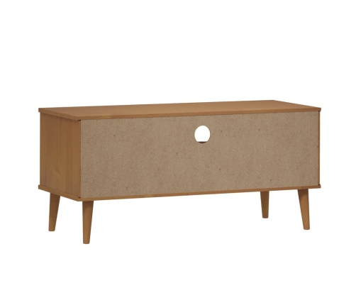 Mueble de TV MOLDE madera maciza de pino marrón 158x40x49 cm