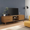 Mueble de TV MOLDE madera maciza de pino marrón 158x40x49 cm